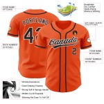 Maglia da baseball arancione personalizzata autentica nera e bianca Maglia da baseball arancione personalizzata autentica nera e bianca