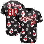 Maglia da baseball 3D nera rossa e bianca personalizzata autentica di Natale Maglia da baseball 3D nera rossa e bianca personalizzata autentica di Natale