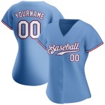 Maglia da baseball personalizzata leggera autentica blu bianco-rossa Maglia da baseball personalizzata leggera autentica blu bianco-rossa