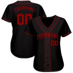 Maglia da baseball nera rossa autentica personalizzata Maglia da baseball nera rossa autentica personalizzata