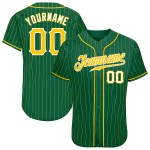 Maglia da baseball personalizzata autentica verde oro-bianca a righe Kelly Gold Maglia da baseball personalizzata autentica verde oro-bianca a righe Kelly Gold