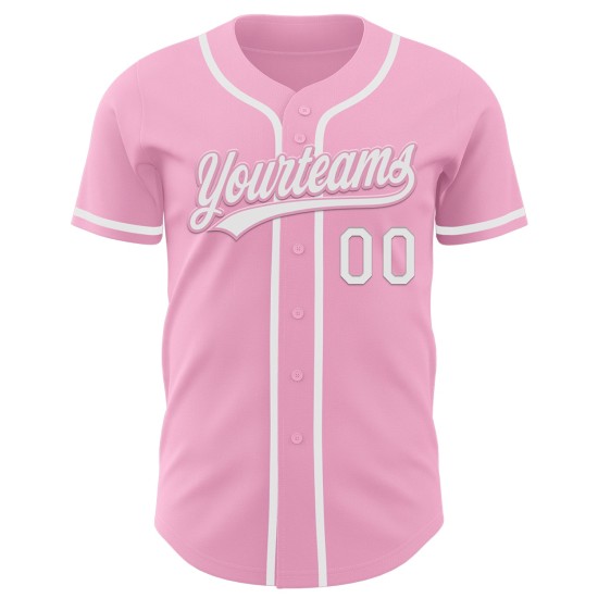 Maglia da baseball rosa bianca leggera autentica personalizzata Maglia da baseball rosa bianca leggera autentica personalizzata