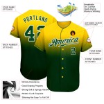 Maglia da baseball personalizzata gialla alla moda, autentica, verde sbiadito e bianca Maglia da baseball personalizzata gialla alla moda, autentica, verde sbiadito e bianca