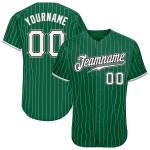 Maglia da baseball Kelly verde autentica, a righe bianche e grigie, personalizzata Maglia da baseball Kelly verde autentica, a righe bianche e grigie, personalizzata