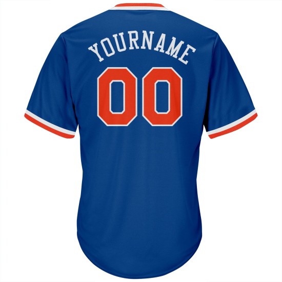 Maglia personalizzata da baseball a costine Royal Authentic Throwback Arancione-Bianco Maglia personalizzata da baseball a costine Royal Authentic Throwback Arancione-Bianco