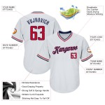 Maglia retrò a coste, autentica maglia da baseball personalizzata, bianca, rossa e blu navy Maglia retrò a coste, autentica maglia da baseball personalizzata, bianca, rossa e blu navy