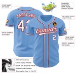Maglia da baseball personalizzata, bianca, rossa e blu, autentica Maglia da baseball personalizzata, bianca, rossa e blu, autentica