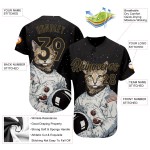 Maglia da baseball personalizzata con motivo oro autentico, nera e antica, 3D, astronauta nero Maglia da baseball personalizzata con motivo oro autentico, nera e antica, 3D, astronauta nero