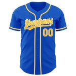 Maglia da baseball Thunder Blue Custom Autentica Oro-Bianco Maglia da baseball Thunder Blue Custom Autentica Oro-Bianco