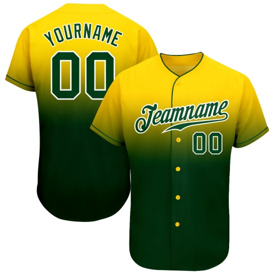 Maglia da baseball personalizzata gialla alla moda, autentica, verde sbiadito e bianca Maglia da baseball personalizzata gialla alla moda, autentica, verde sbiadito e bianca