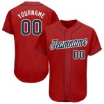 Maglia da baseball rossa personalizzata blu navy-bianca Maglia da baseball rossa personalizzata blu navy-bianca