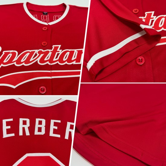 Maglia da baseball autentica rossa e bianca personalizzata Maglia da baseball autentica rossa e bianca personalizzata