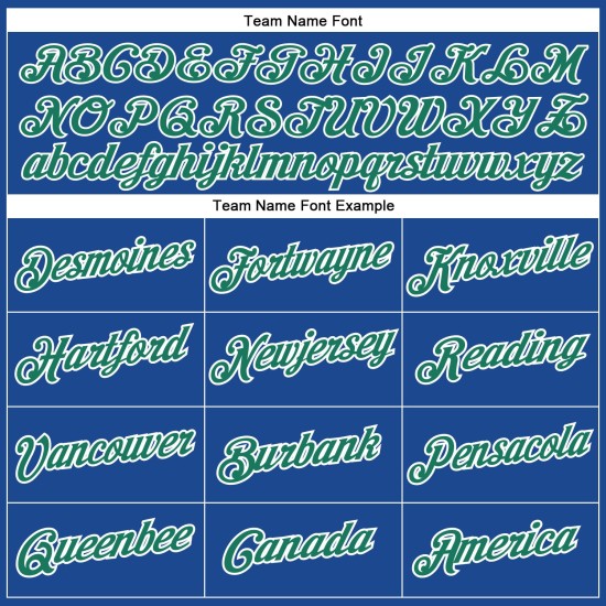 Maglia da baseball Kelly verde-bianca personalizzata autentica Royal Maglia da baseball Kelly verde-bianca personalizzata autentica Royal