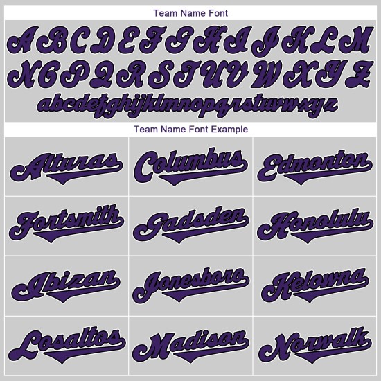 Maglia da baseball personalizzata autentica grigia viola-nera Maglia da baseball personalizzata autentica grigia viola-nera