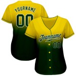 Maglia da baseball personalizzata gialla alla moda, autentica, verde sbiadito e bianca Maglia da baseball personalizzata gialla alla moda, autentica, verde sbiadito e bianca