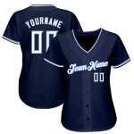 Maglia da baseball bianca-chiara autentica personalizzata blu navy Maglia da baseball bianca-chiara autentica personalizzata blu navy