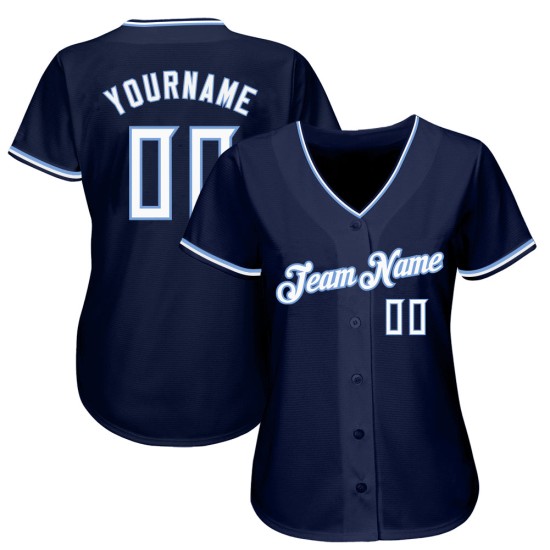 Maglia da baseball bianca-chiara autentica personalizzata blu navy Maglia da baseball bianca-chiara autentica personalizzata blu navy