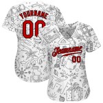 Maglia da baseball natalizia autentica grigia 3D rossa e nera personalizzata Maglia da baseball natalizia autentica grigia 3D rossa e nera personalizzata