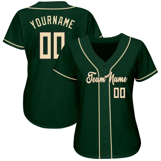 Maglia da baseball personalizzata verde crema-nera autentica Maglia da baseball personalizzata verde crema-nera autentica