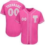 Maglia da baseball rosa grigio-bianca autentica personalizzata Maglia da baseball rosa grigio-bianca autentica personalizzata