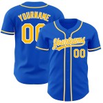 Maglia da baseball Thunder Blue Custom Autentica Oro-Bianco Maglia da baseball Thunder Blue Custom Autentica Oro-Bianco