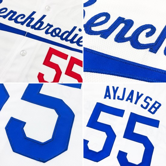 Maglia da baseball personalizzata bianca blu navy autentica Maglia da baseball personalizzata bianca blu navy autentica
