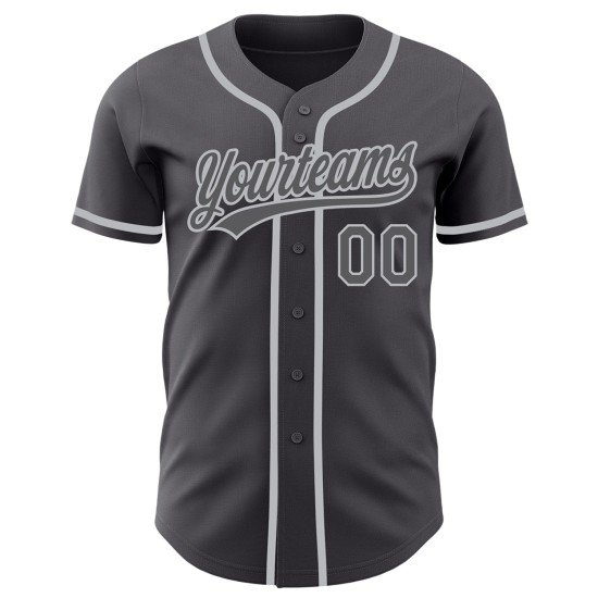 Maglia da baseball autentica personalizzata grigia, grigio acciaio Maglia da baseball autentica personalizzata grigia, grigio acciaio