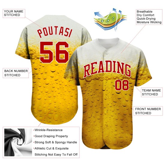 Birra autentica con motivo personalizzato in vetro, maglia da baseball, bolla 3D Birra autentica con motivo personalizzato in vetro, maglia da baseball, bolla 3D