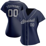 Maglia da baseball personalizzata blu navy autentica grigia Maglia da baseball personalizzata blu navy autentica grigia