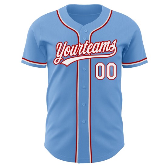 Maglia da baseball personalizzata, bianca, rossa e blu, autentica Maglia da baseball personalizzata, bianca, rossa e blu, autentica