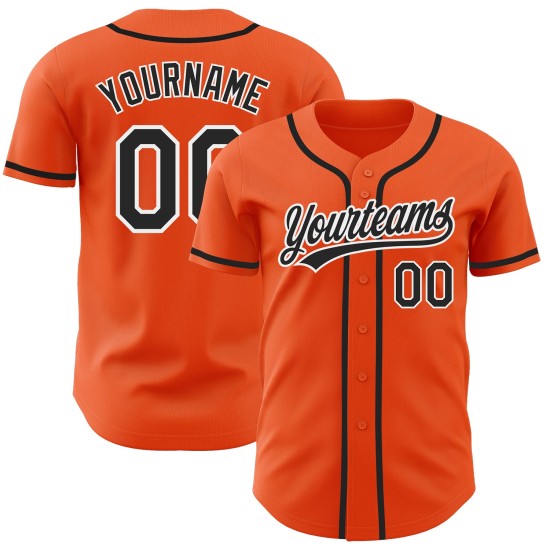 Maglia da baseball arancione personalizzata autentica nera e bianca Maglia da baseball arancione personalizzata autentica nera e bianca