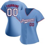 Maglia da baseball personalizzata autentica blu, bianca e rossa Maglia da baseball personalizzata autentica blu, bianca e rossa